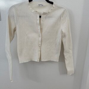 Reformation Ivory Ribbed Knit Top